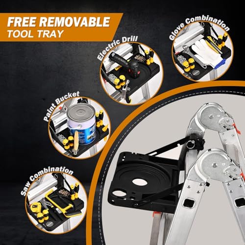 SOCTONE LADDER A FRAME 4 STEP EXTENSION LADDER 14.5 FT ZL1104 - Gray - Like New