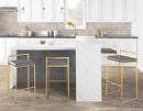 LUMISOURCE FUJI STACKER BAR STOOL BAR CHAIRS BAR STOOLS SET OF 2 FAUX LEATHER - Like New