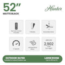 Hunter Fan 52" Ceiling Fan Lights Remote Control Matte Black CC52507 - Like New