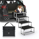 PetRuna Foldable Dog Stairs for Car, 17" 4 Steps - Black/Silver - Like New