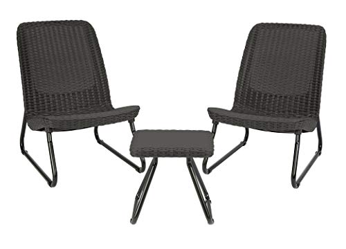 KETER RIO 3 PIECE RESIN WICKER PATIO FURNITURE SET DARK GRAY - Scratch & Dent