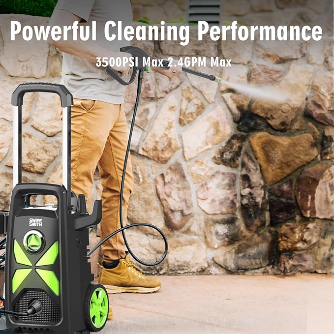 SWIPESMITH Electric Pressure Washer 3500 PSI 2.4 GPM SI-TH003-1 - Green/Black - Like New