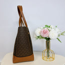 MICHAEL KORS REED LARGE BELTED LOGO TOTE - BROWN - Like New