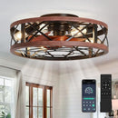 AQUBT 19'' CAGED CEILING FANS LIGHTS REMOTE FANDELIER CEILING FAN - BROWN/BLACK - Like New