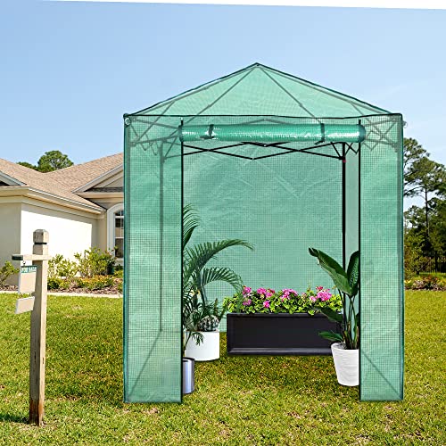PEXFIX 6'X 5' PORTABLE WALK-IN GREENHOUSE EASY SETUP GARDEN GREEN HOUSES - GREEN - Like New