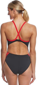 MICHAEL PHELPS SPLICE MID BACK SWIMSUIT - SIZE: FEMALE 28 - BLACK/RED - Brand New
