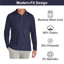 GALAXY BY HARVIC MEN'S LONG SLEEVE PIQUE POLO SHIRT - SIZE: MEN L - NAVY - Brand New