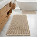 Furicher Large Waffle Bath Mat Set, 20"×47" & 16"×24", Washable, Brown - Brand New