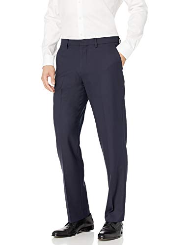 AMAZON ESSENTIALS MENS CLASSIC WRINKLE RESISTANT DRESS PANTS NAVY 34W X 30L - Brand New