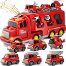 Doloowee Police Truck Toys Toddlers 3 4 5 6 Years Old 7 in 1 Truck Friction Red - Like New