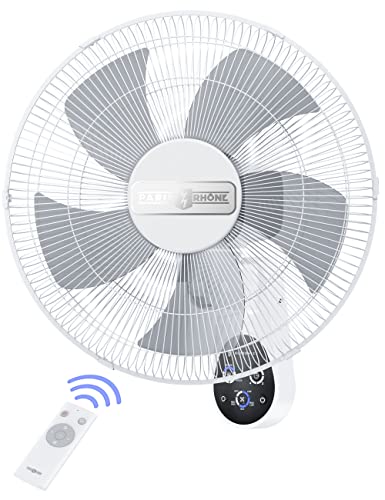 PARIS RHÔNE Wall Mount Fan with Remote,16 Inch Wall Fan with 5 Blades - Like New
