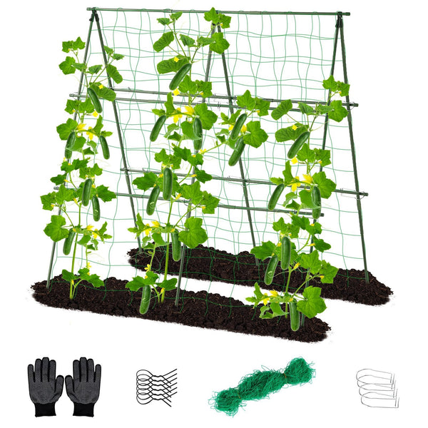 Lalahoni Cucumber Trellis, 4ft x 4ft Metal A-Frame Garden Trellis Climbing Plant - Like New