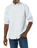 AMAZON ESSENTIALS SLIM-FIT LONG-SLEEVE STRETCH SHIRT XL POWDER BLUE STRIPE - Brand New