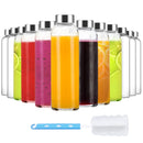 LUXFUEL CLEAR GLASS WATER BOTTLES, STAINLESS STEEL CAP, 12 SET - GLASS/STEEL - Like New