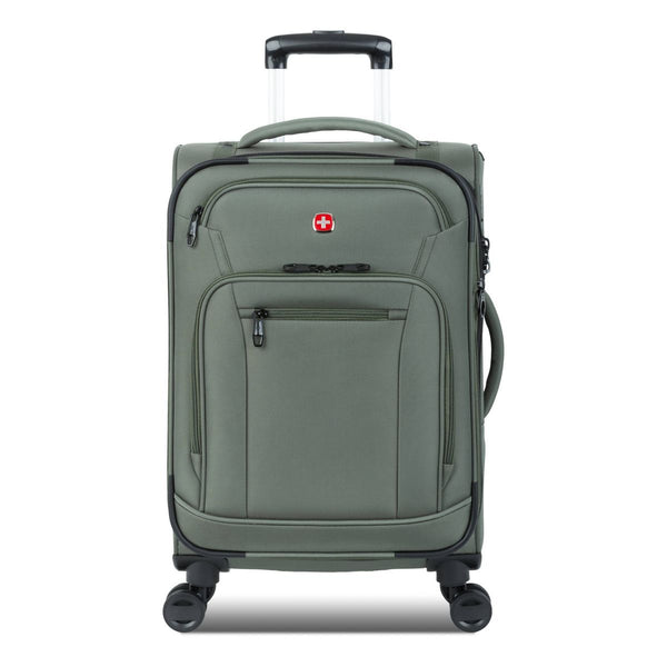 SWISSGEAR ZURICH SOFTSIDE CARRY ON SPINNER SUITCASE: 8-WHEEL - GREEN - Like New