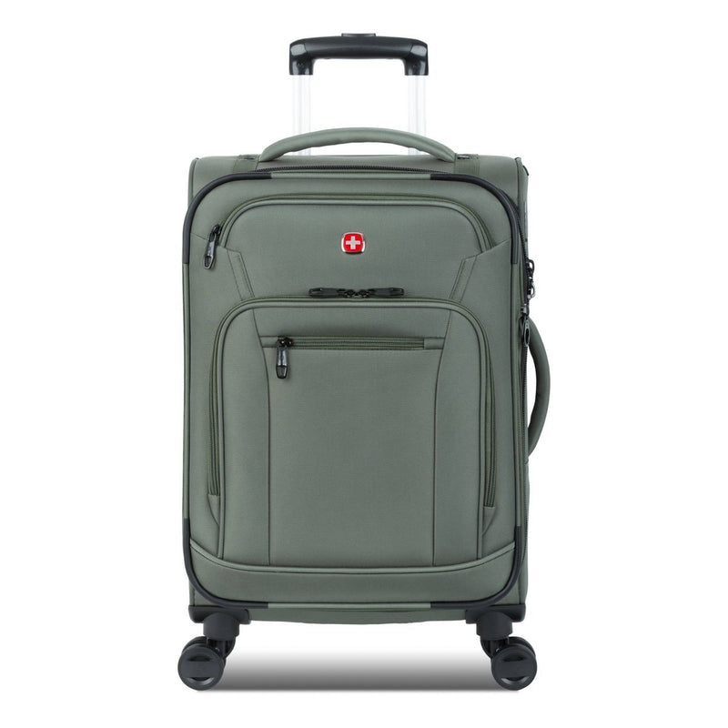 SWISSGEAR ZURICH SOFTSIDE CARRY ON SPINNER SUITCASE: 8-WHEEL - GREEN - Like New