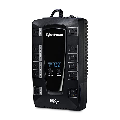 CYBERPOWER AVRG900LCD INTELLIGENT LCD UPS SYSTEM 900VA 480W 12 OUTLETS - BLACK - Like New