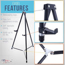 U.S. Art Supply 66" High Black Metal Display Art Easel - Adjustable Height - Brand New