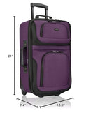 U.S. Traveler Lightweight Rolling 20" Carry On Luggage Softside Suitcase Purple - Brand New