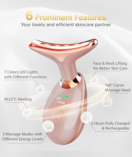 Light Based Face-Neck-Massager - 7 Color Portable Facial Massager Skin Care Rose - Like New