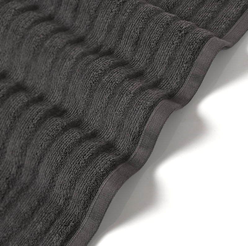BIBB HOME 4 PACK RIBBED EGYPTIAN COTTON BATH TOWEL SET 27X54 - CHARCOAL GRAY - Brand New