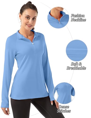 FKEEP WOMEN'S POLO SHIRTS LONG SLEEVE UPF 50+ TENNIS GOLF WOMEN S BLUE - Brand New