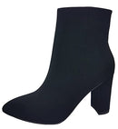 B09FM1CHFV TOP Moda Pointed Toe Chunky Medium Heel Ankle Boots Black 5.5 - Like New