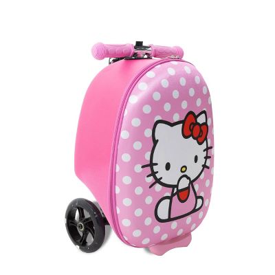 SANRIO HELLO KITTY HARDSIDE CARRY ON SCOOTER SUITCASE, HELLO KITTY POKA DOT PINK - Like New