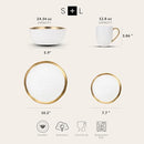 Stone Lain Modern Poreclain 16 Piece Dinnerware Set, White And Gold Rim - Like New
