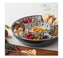 GENERIC LAZY SUSAN LARGE 7 PIECE SERVEWARE SET - BLACK WHITE - Like New