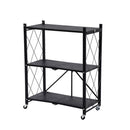 EAST BANK DESIGNS ASSEMBLED, 3-TIER FOLDABLE METAL STORAGE SHELVING UNIT - BLACK - Like New