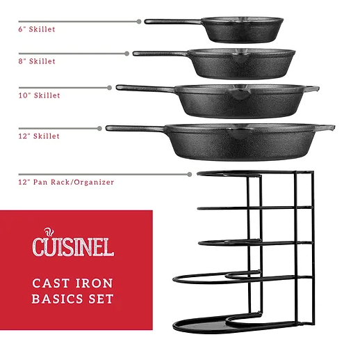 CUISINEL Chef's Basic 5 Piece Cast Iron Set CB-503 - Black - Scratch & Dent