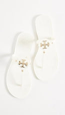 TORY BURCH WOMEN'S MINI MILLER THONG FLIP FLOPS SIZE 9 IVORY/GOLD - Like New