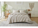 ZAFIRA 100% COTTON STITCHED 3 PIECE QUILT AND SHAM SET, FULL/QUEEN - LIGHT TAUPE - Like New