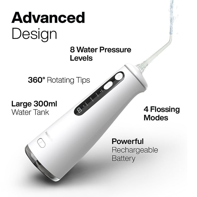 AquaSonic - Elite - Portable Cordless Water Flosser AS-ELITE-FLOS-WH - White Like New