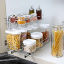 SMART DESIGN MEDIUM STEEL 2-TIER PULL OUT CABINET SHELF - CHROME, SILVER FINISH - Like New