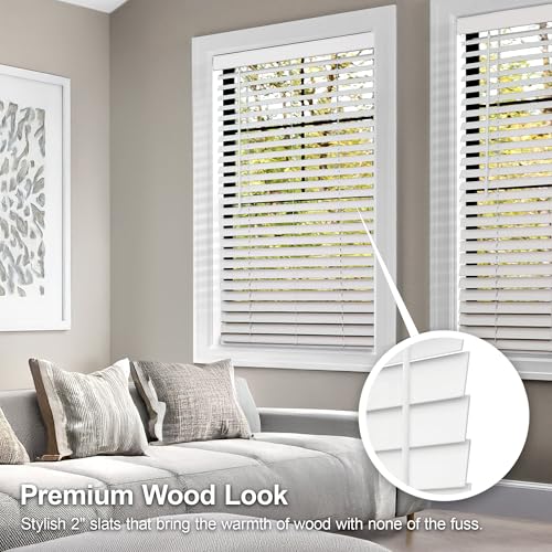 CHICOLOGY CFW-BW-1660 Faux Wood Blinds , Basic White , 16"W X 60"H - Like New
