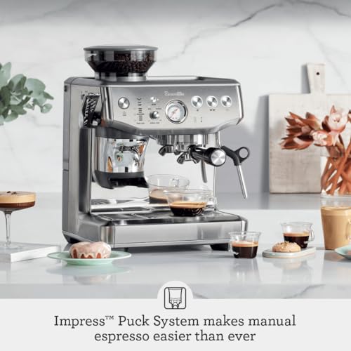 BREVILLE THE BARISTA EXPRESS IMPRESS ESPRESSO MACHINE, GRINDER - DAMSON BLUE - Like New