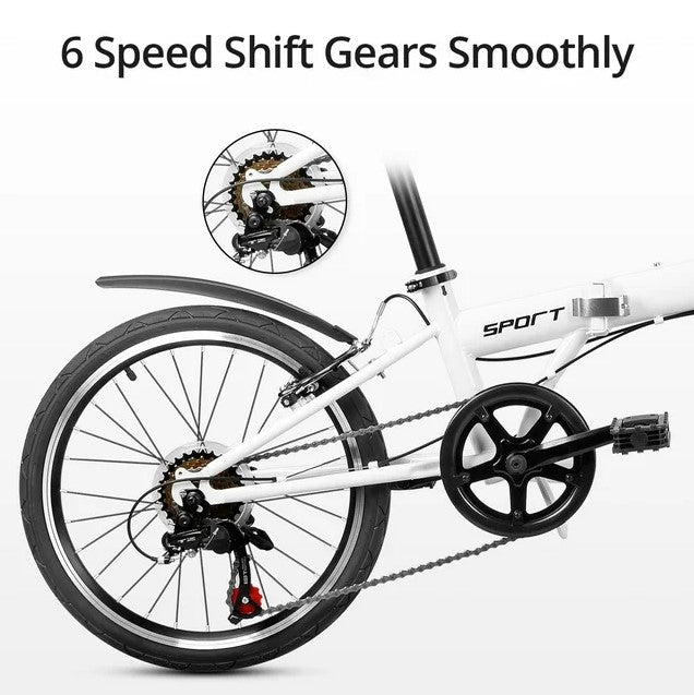 iDeaPlay P12 6-Speed 20 Inch Wheels Mountain Folding Bicycle - White Like New