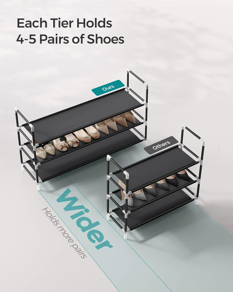 SONGMICS 3-Tier Shoe Rack with Shelves for Closet Entryway ULSH053B01 - Black Like New