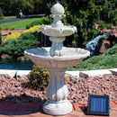SUNNYDAZE DECOR 35" H RESIN SOLAR POWERED TIERED OUTDOOR FOUNTAIN - WHITE/STONE - Brand New