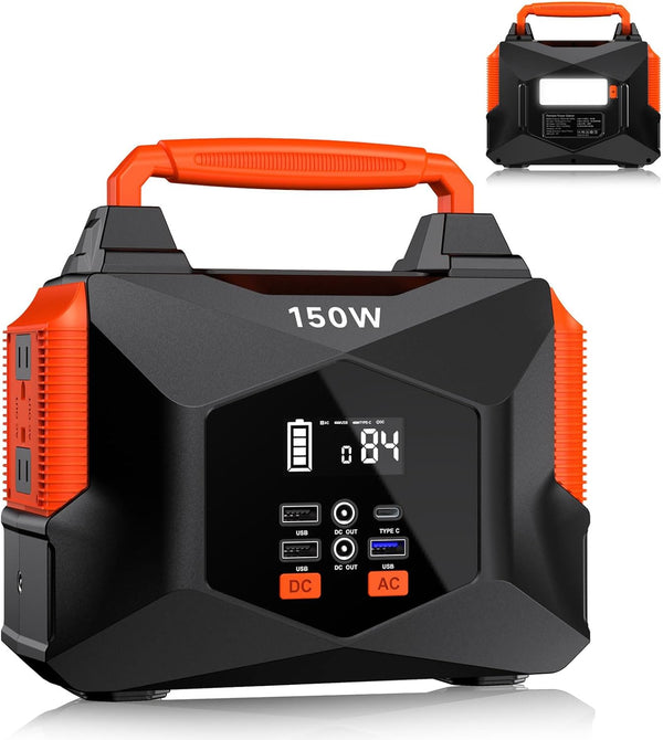 BAILIBATT Portable Power Station 150W (Peak 300W) HP150 - Orange, Black Like New