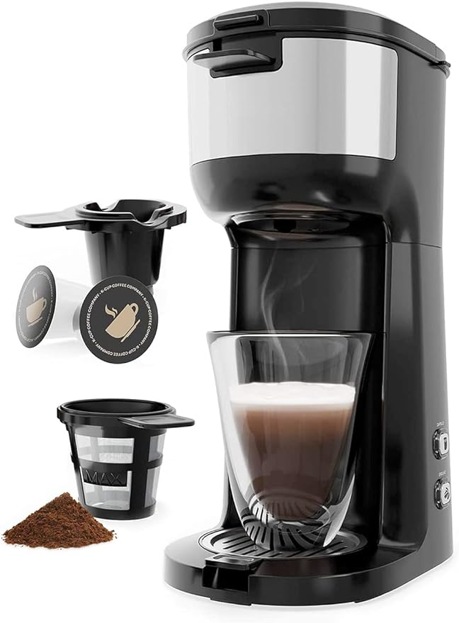 BOLY Single Serve Coffee Maker Brewer for K-Cup Pod & Ground Coffee BLACK/SILVER - Like New
