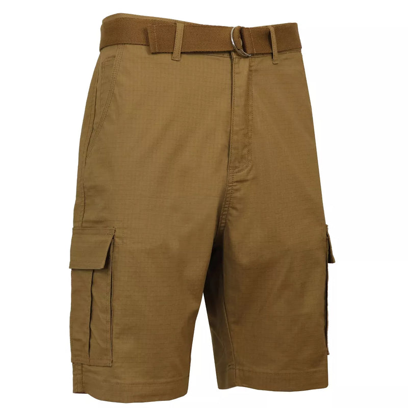 GALAXY BY HARVIC MEN'S RIPSTOP CARGO SHORTS WITH BELT - SIZE: MEN 34 - TEA BROWN - Brand New