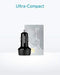 ANKER CAR CHARGER, QUICK CHARGE 3.0 39W DUAL USB DC 5V 3A / 9V 2A A2225 - BLACK - Like New