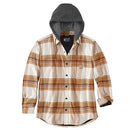 CARHARTT MENS RUGGED FLEX RELAXED FIT FLANNEL FLEECE HOODED SHIRT JAC 3XL BROWN - Brand New