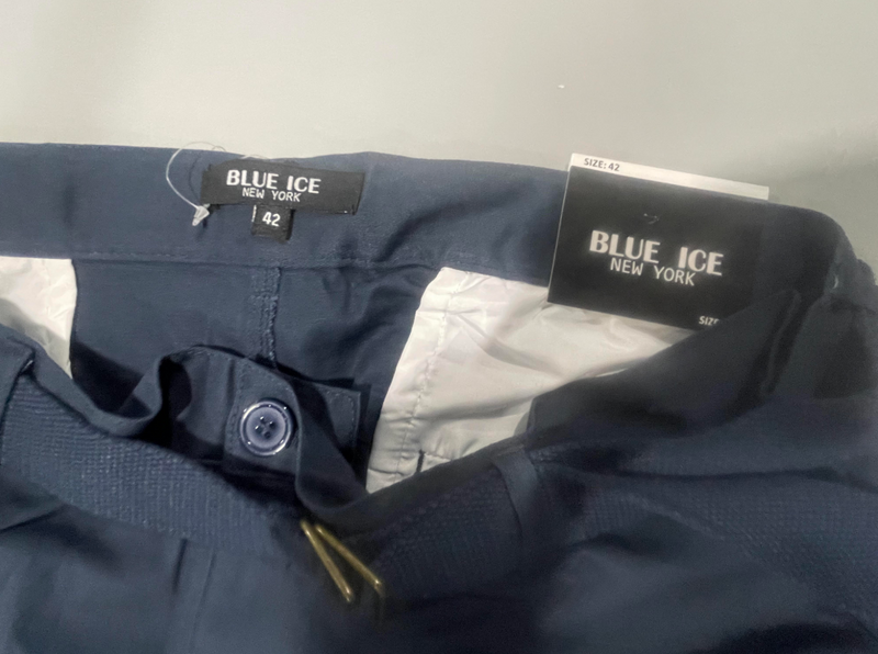 BLUE ICE MEN'S SLIM FIT STRETCH BELTED CARGO SHORTS - SIZE: MEN 42 - NAVY - Like New