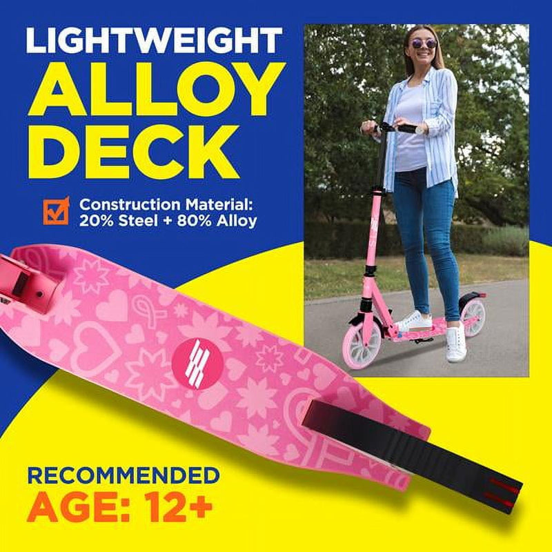 SERENELIFE KICK SCOOTER ADULT TEENAGERS KIDS 2 WHEEL SCOOTER - PINK - Like New