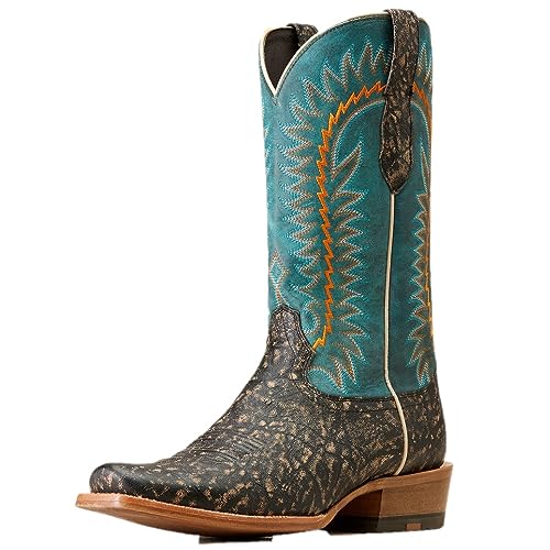 10046998 ARIAT MEN'S WESTERN BOOT EE WIDE 7.5 M CHARCOAL/BLUE GLORY - Like New