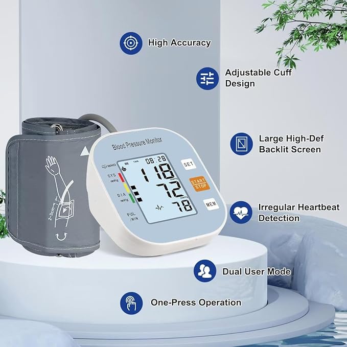 LAUKUM BLOOD PRESSURE MONITOR UPPER ARM MACHINE, LARGE WIDE - Scratch & Dent